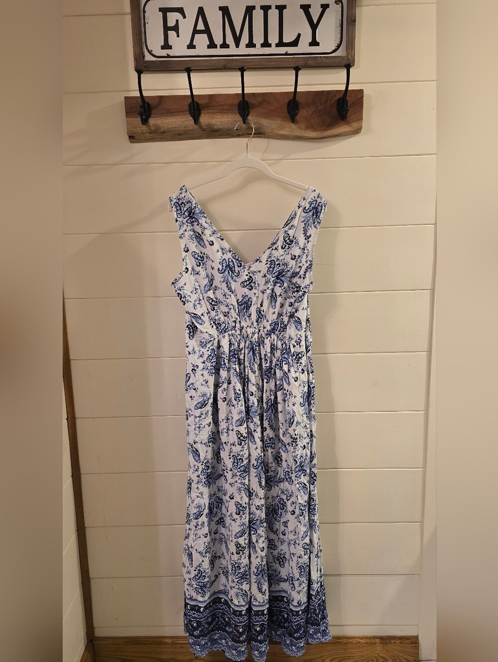 Lucky Brand Blue & White Paisley Maxi Dress